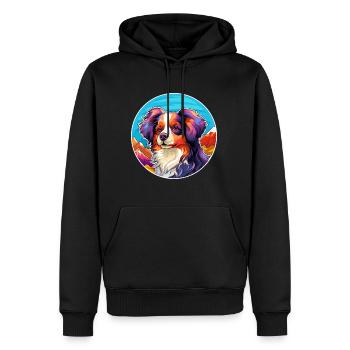 Papillon chien race dessin animé kawaii aquarelle - Sweat à capuche Premium bio Homme - noir - Devant - Nico (187cm)