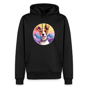 Miniature Fox Terrier chien race Cartoon Kawaii Wat - Sweat à capuche Premium bio Homme - noir - Devant - Nico (187cm)