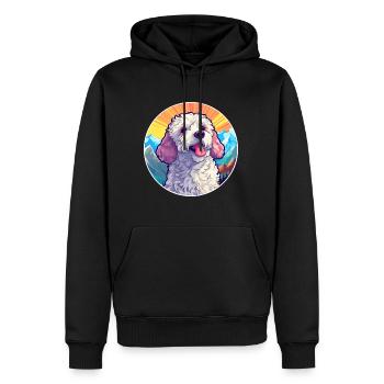 Caniche chien race dessin animé Kawaii aquarelle - Sweat à capuche Premium bio Homme - noir - Devant - Nico (187cm)