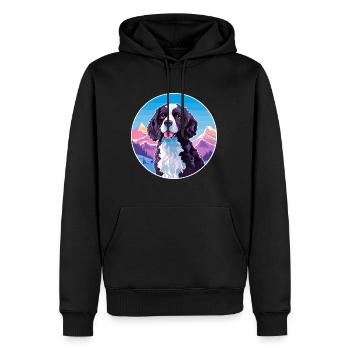 Stabyhoun Stabij Dog Breed Cartoon Kawaii Watercol - Men’s Premium Organic Hoodie - black - Front - Nico (187cm)