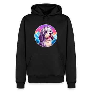 Tibet Terrier Hunderasse Karikatur Kawaii Watercolo - Männer Premium Bio Hoodie - Schwarz - Vorne - Nico (187cm)