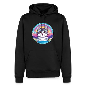 Aegean Cat Colorful Cartoon Watercolor Illustratio - Men’s Premium Organic Hoodie - black - Front - Nico (187cm)