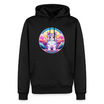 Chat asiatique coloré dessin animé aquarelle illustration - Sweat à capuche Premium bio Homme - noir - Devant - Nico (187cm)