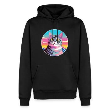 American Wirehair chat coloré dessin animé aquarelle - Sweat à capuche Premium bio Homme - noir - Devant - Nico (187cm)