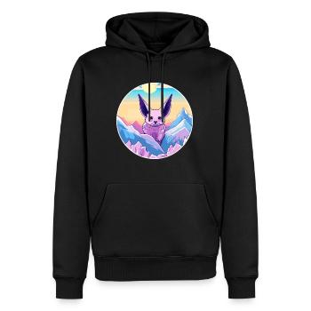 Fledermaus Aquarell Karikatur Kawaii Haustier Tier Bunt - Männer Premium Bio Hoodie - Schwarz - Vorne - Nico (187cm)