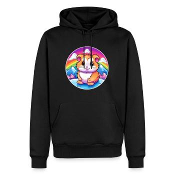 Hamster Aquarell Karikatur Kawaii Haustier Tier Farbe - Männer Premium Bio Hoodie - Schwarz - Vorne - Nico (187cm)