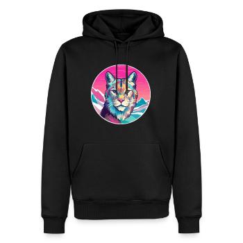Lynx Aquarelle Dessin Animé Kawaii Animal De Compagnie Coloré - Sweat à capuche Premium bio Homme - noir - Devant - Nico (187cm)