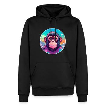 Chimpanzé aquarelle dessin animé kawaii animal de compagnie Co - Sweat à capuche Premium bio Homme - noir - Devant - Nico (187cm)