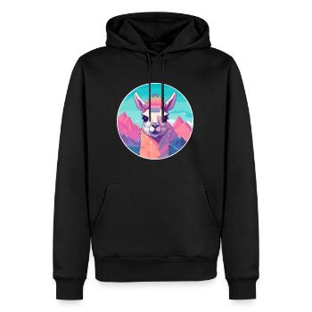 Lama Aquarell Karikatur Kawaii Haustier Tier Farbefu - Männer Premium Bio Hoodie - Schwarz - Vorne - Nico (187cm)