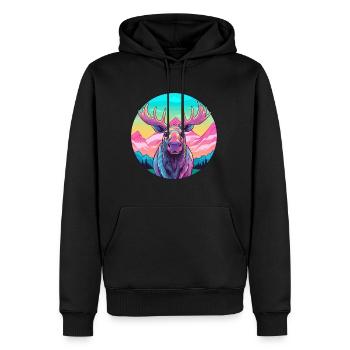 Elch Aquarell Karikatur Kawaii Haustier Tier Farbefu - Männer Premium Bio Hoodie - Schwarz - Vorne - Nico (187cm)