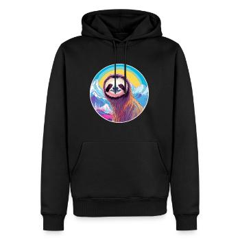 Sloth Watercolor Cartoon Kawaii Pet Animal Colorfu - Men’s Premium Organic Hoodie - black - Front - Nico (187cm)