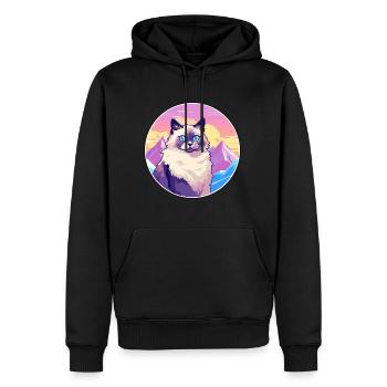 Birman Sacré Chat Coloré Dessin Animé Aquarelle Illu - Sweat à capuche Premium bio Homme - noir - Devant - Nico (187cm)