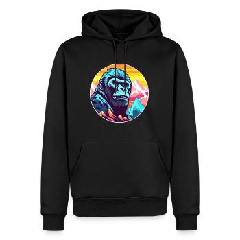 Gorille Aquarelle Dessin Animé Kawaii Animal De Compagnie Animal Couleur - Sweat à capuche Premium bio Homme - noir - Devant - Nico (187cm)