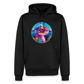Eidechse Aquarell Karikatur Kawaii Haustier Tier Farbe - Männer Premium Bio Hoodie - Schwarz - Vorne - Nico (187cm)