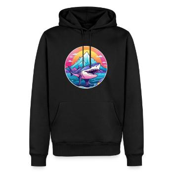 Requin Aquarelle Dessin Animé Kawaii Animal De Compagnie Colorfu - Sweat à capuche Premium bio Homme - noir - Devant - Nico (187cm)