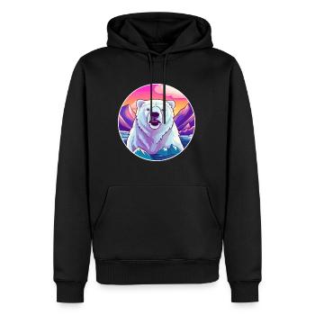 Ours polaire aquarelle dessin animé Kawaii animal de compagnie Co - Sweat à capuche Premium bio Homme - noir - Devant - Nico (187cm)