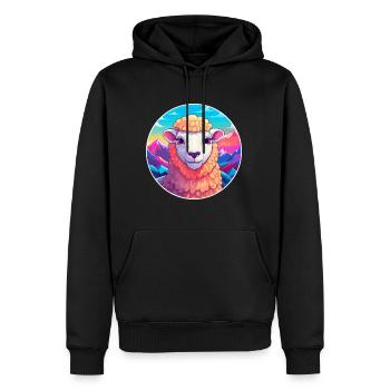 Mouton Aquarelle Dessin Animé Kawaii Animal Animal Colorfu - Sweat à capuche Premium bio Homme - noir - Devant - Nico (187cm)