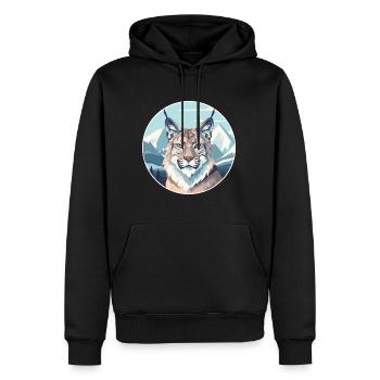 Lynx Aquarelle Dessin Animé Kawaii Animal De Compagnie Coloré - Sweat à capuche Premium bio Homme - noir - Devant - Nico (187cm)