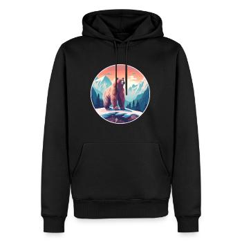 Bär Aquarell Karikatur Kawaii Haustier Tier Bunt - Männer Premium Bio Hoodie - Schwarz - Vorne - Nico (187cm)