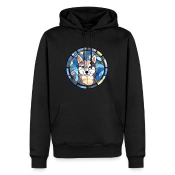 Alaska Klee Kai chien race vitrail coloré - Sweat à capuche Premium bio Homme - noir - Devant - Nico (187cm)
