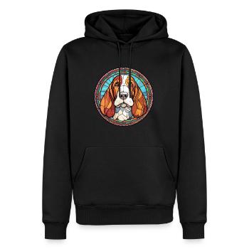 Basset Hund Hunderasse Buntes Glas Buntes Wate - Männer Premium Bio Hoodie - Schwarz - Vorne - Nico (187cm)
