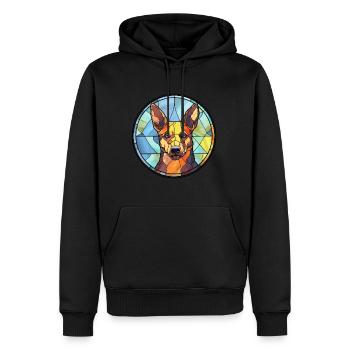 Australien Kelpie chien race vitrail coloré - Sweat à capuche Premium bio Homme - noir - Devant - Nico (187cm)