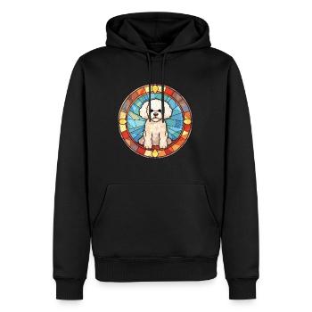 Bichon Frise chien race vitrail coloré Wate - Sweat à capuche Premium bio Homme - noir - Devant - Nico (187cm)