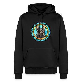 Schwarzer norwegischer Elchhund Hunderasse Buntglas C - Männer Premium Bio Hoodie - Schwarz - Vorne - Nico (187cm)