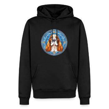 Basset Bleu de Gascogne Hunderasse Buntglas Co - Männer Premium Bio Hoodie - Schwarz - Vorne - Nico (187cm)