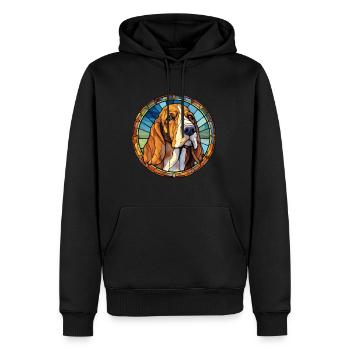 Bruno Jura Jagdhund Hunderasse Buntglas Bunt - Männer Premium Bio Hoodie - Schwarz - Vorne - Nico (187cm)