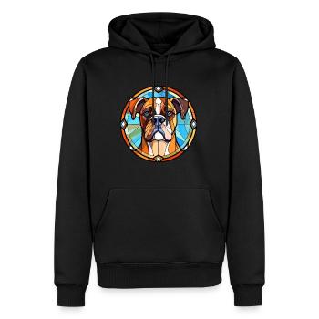 Boxer Hund Rasse Buntes Glas Buntes Aquarell - Männer Premium Bio Hoodie - Schwarz - Vorne - Nico (187cm)
