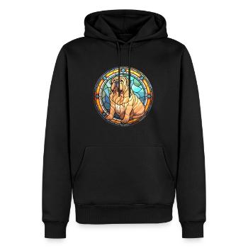 Chinois Shar Pei chien race vitrail coloré - Sweat à capuche Premium bio Homme - noir - Devant - Nico (187cm)