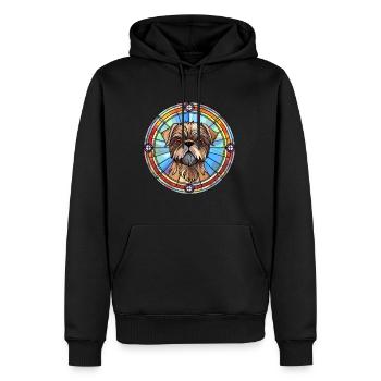 Griffon de Bruxelles chien race vitrail coloré - Sweat à capuche Premium bio Homme - noir - Devant - Nico (187cm)
