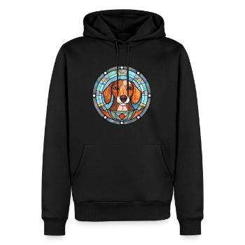 Cesky Fousek chien race vitrail coloré Wate - Sweat à capuche Premium bio Homme - noir - Devant - Nico (187cm)