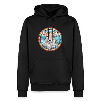 Chinois à crête chien race vitrail coloré W - Sweat à capuche Premium bio Homme - noir - Devant - Nico (187cm)