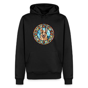 Berger d’Europe de l’Est chien race vitrail Col - Sweat à capuche Premium bio Homme - noir - Devant - Nico (187cm)