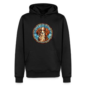 Dog Breed Stained Glass Colorful Watercolor - Men’s Premium Organic Hoodie - black - Front - Nico (187cm)