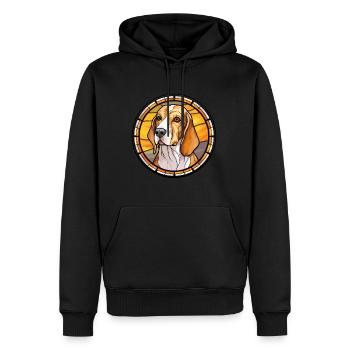Foxhound anglais chien race vitrail coloré - Sweat à capuche Premium bio Homme - noir - Devant - Nico (187cm)