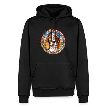 Français Tricolore chien chien race vitrail Colo - Sweat à capuche Premium bio Homme - noir - Devant - Nico (187cm)