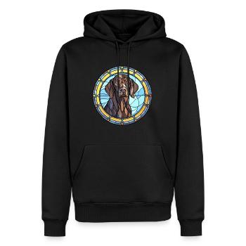 Frison pointage chien race vitrail coloré - Sweat à capuche Premium bio Homme - noir - Devant - Nico (187cm)