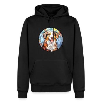 Berger anglais chien race vitrail coloré - Sweat à capuche Premium bio Homme - noir - Devant - Nico (187cm)