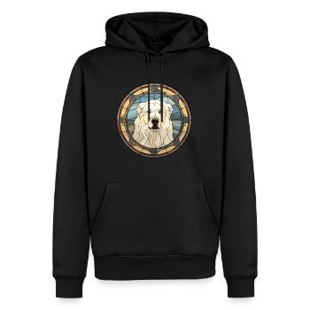 Grande race de chien des Pyrénées vitrail coloré Wa - Sweat à capuche Premium bio Homme - noir - Devant - Nico (187cm)