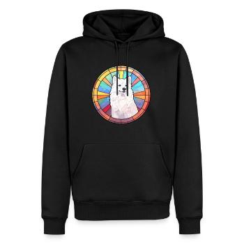 Spitz japonais chien race vitrail coloré Wa - Sweat à capuche Premium bio Homme - noir - Devant - Nico (187cm)