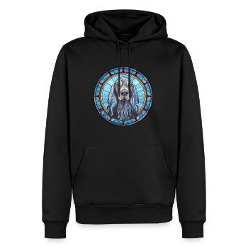 Griffon Bleu De Gascogne chien race vitrail C - Sweat à capuche Premium bio Homme - noir - Devant - Nico (187cm)