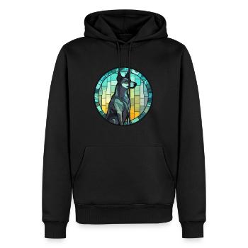 Karelo finlandais Laika chien race vitrail couleur - Sweat à capuche Premium bio Homme - noir - Devant - Nico (187cm)