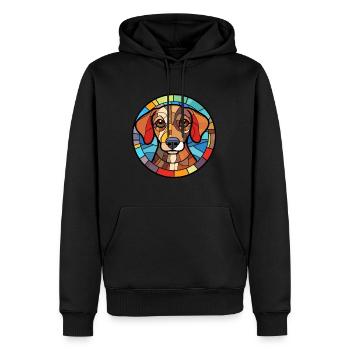 Koolie chien race vitrail aquarelle colorée - Sweat à capuche Premium bio Homme - noir - Devant - Nico (187cm)