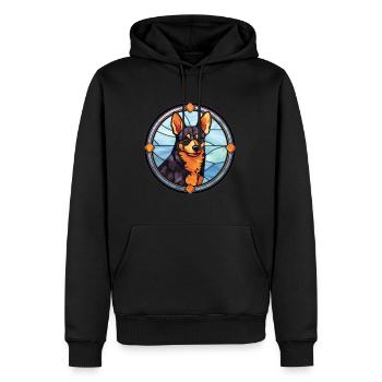 Lancashire Heeler chien race vitrail coloré - Sweat à capuche Premium bio Homme - noir - Devant - Nico (187cm)