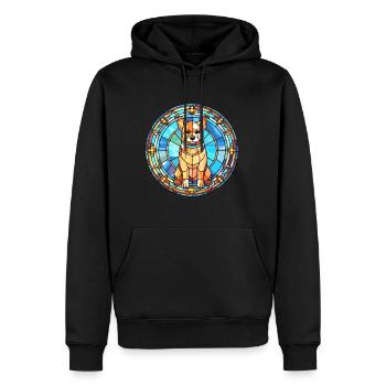 Middle Asian Ovtcharka Dog Breed Stained Glass Col - Men’s Premium Organic Hoodie - black - Front - Nico (187cm)