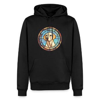 Labrador Dog Breed Stained Glass Colorful Watercol - Men’s Premium Organic Hoodie - black - Front - Nico (187cm)