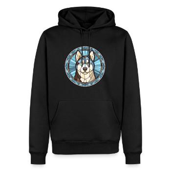 Labrador Husky chien race vitrail coloré Wa - Sweat à capuche Premium bio Homme - noir - Devant - Nico (187cm)